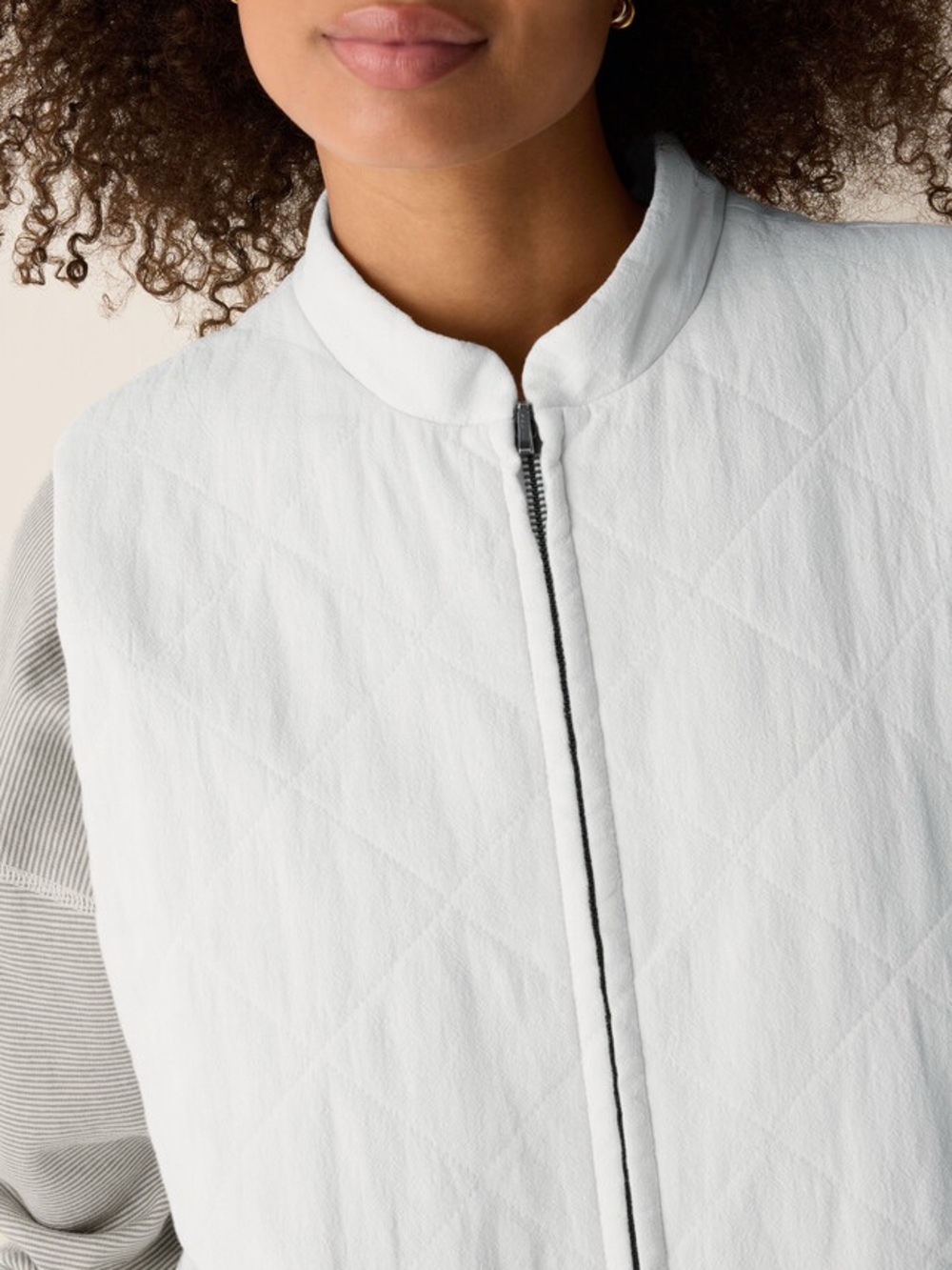 Eileen Fisher Organic Linen Cotton Crepe Quilted Vest M Quiet Luxury Minimalist - Picture 3 of 15
